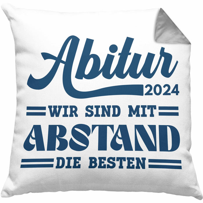 Abi 2024 Kissen mit Füllung 40x40 Geschenk Abi Bestanden Abitur Abschluss Geschenkidee (Grau) Grau Trendation