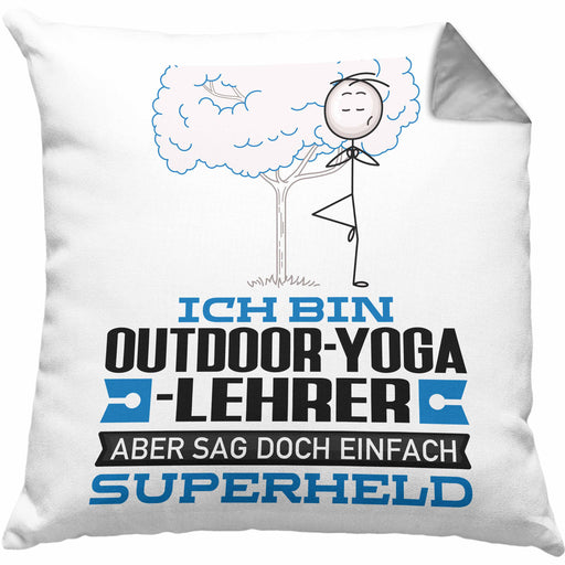 Outdoor-Yoga-Lehrer Geschenk Kissen mit Füllung 40x40 Ich Bin Outdoor-Yoga-Lehrer Aber Sag Doch Einfach Superheld Lustige Geschenkdiee für Outdoor-Yoga-Lehrer (Grau) Grau Trendation