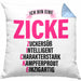 Zicke Kissen mit Füllung 40x40 Geschenk für Frauen Frau Lustig Pink (Grau) Blau Trendation