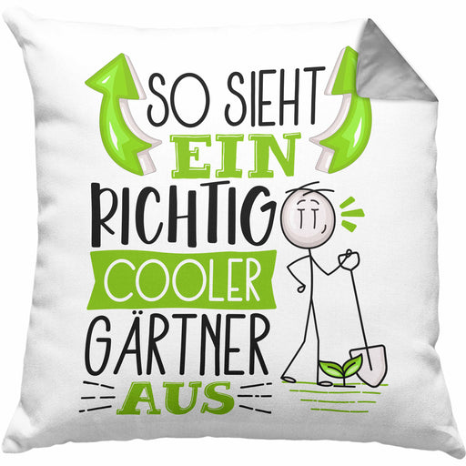 Gärtner Kissen mit Füllung 40x40 Geschenk So Sieht Ein RIchtig Cooler Gärtner Aus Geschenkidee Lustiger Spruch Geburtstag (Grau) Grau Trendation
