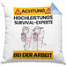 Survival-Experte Kissen mit Füllung 40x40 Geschenk Lustiger Spruch Geschenkidee für Survival-Experte Achtung Hochleistungs Survival-Experte Bei Der Arbeit (Grau) Blau Trendation