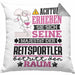 Reitsportler Geschenk Kissen mit Füllung 40x40 Lustiger Spruch Erheben Sie Sich Der Reitsportler Betritt den Raum (Grau) Grau Trendation