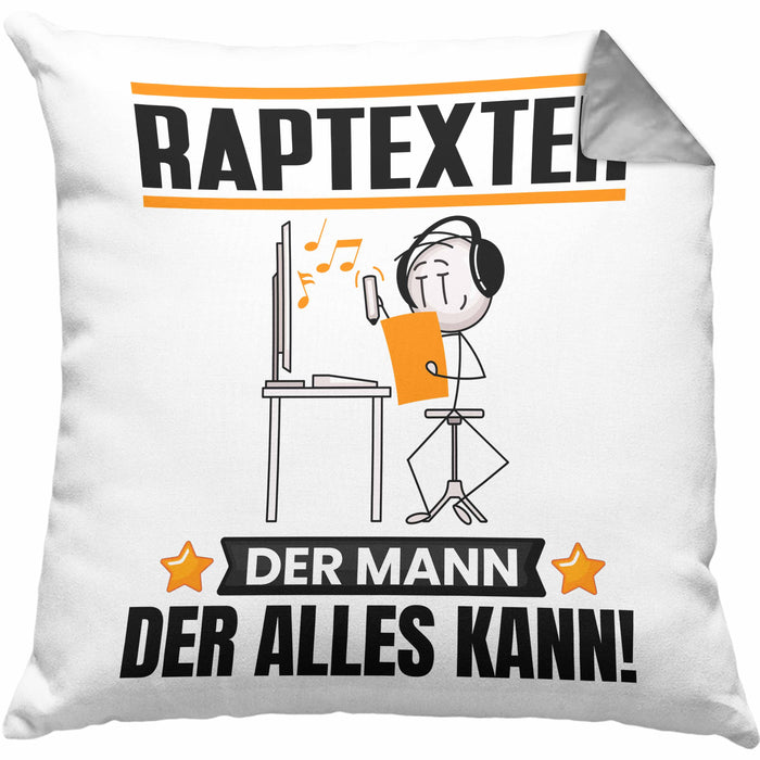 Raptexter Kissen mit Füllung 40x40 Geschenk für Raptexter Der Mann Der Alles Kann Geschenkidee zum Geburtstag (Grau) Grau Trendation