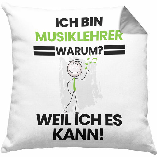 Musiklehrer Geschenk Kissen mit Füllung 40x40 Lustiger Spruch Ich Bin Musiklehrer Warum Weil Ich Es Kann Geschenkidee Bester Musiklehrer Geburtstag (Grau) Grau Trendation