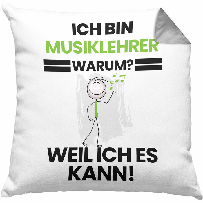 Musiklehrer Geschenk Kissen mit Füllung 40x40 Lustiger Spruch Ich Bin Musiklehrer Warum Weil Ich Es Kann Geschenkidee Bester Musiklehrer Geburtstag (Grau) Grau Trendation