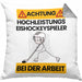 Eishockeyspieler Kissen mit Füllung 40x40 Geschenk Lustiger Spruch Geschenkidee für Eishockeyspieler Achtung Hochleistungs Eishockeyspieler Bei Der Arbeit (Grau) Grau Trendation