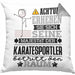 Karatesportler Geschenk Kissen mit Füllung 40x40 Lustiger Spruch Erheben Sie Sich Der Karatesportler Betritt den Raum (Grau) Grau Trendation