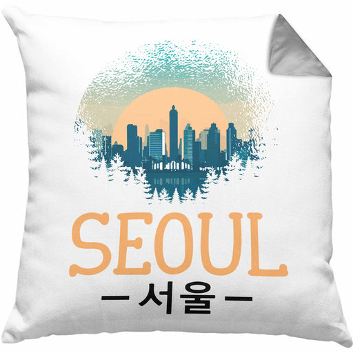 Seoul Kissen mit Füllung 40x40 Geschenk Südkorea South Korea Kpop (Grau) Grau Trendation