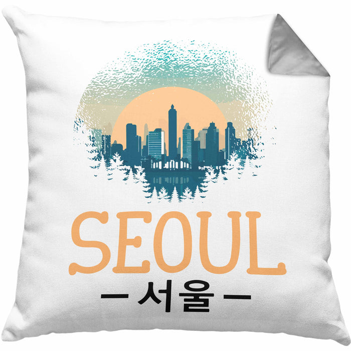 Seoul Kissen mit Füllung 40x40 Geschenk Südkorea South Korea Kpop (Grau) Grau Trendation