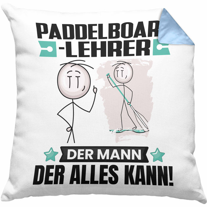 Paddelboard-Lehrer Kissen mit Füllung 40x40 Geschenk für Paddelboard-Lehrer Der Mann Der Alles Kann Geschenkidee zum Geburtstag (Grau) Blau Trendation