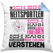 Reitsportler Geschenk Kaffee-Kissen mit Füllung 40x40 Geschenkidee für Reitsportler Ich Bin Reitsportler Ich Kann Es Dir Erklären Jedoch Nicht Für Dich Verstehen Spruch Lustig (Grau) Blau Trendation