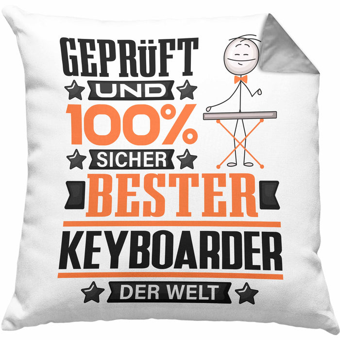 Keyboarder Geschenk Lustiger Spruch für Keyboarder Geschenkidee Bester Keyboarder Der WeltKissen mit Füllung 40x40 (Grau) Grau Trendation