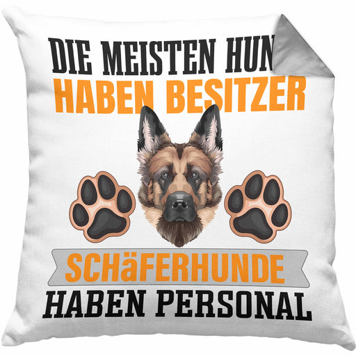 Schäferhund Besitzer Kissen mit Füllung 40x40 Geschenk Lustiger Spruch Geschenkidee Besitzerin Schäferhund Haben Personal (Grau) Grau Trendation