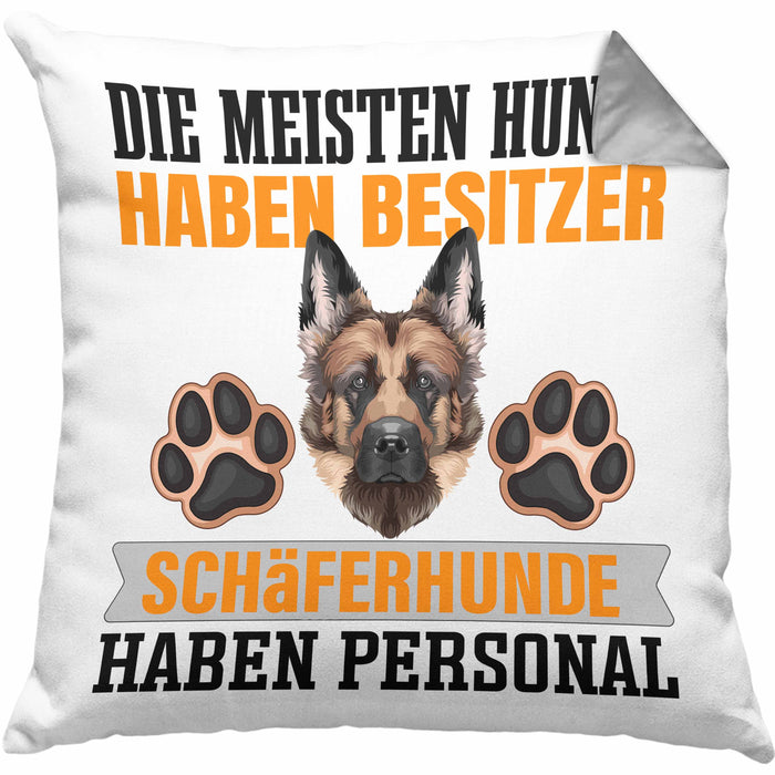 Schäferhund Besitzer Kissen mit Füllung 40x40 Geschenk Lustiger Spruch Geschenkidee Besitzerin Schäferhund Haben Personal (Grau) Grau Trendation