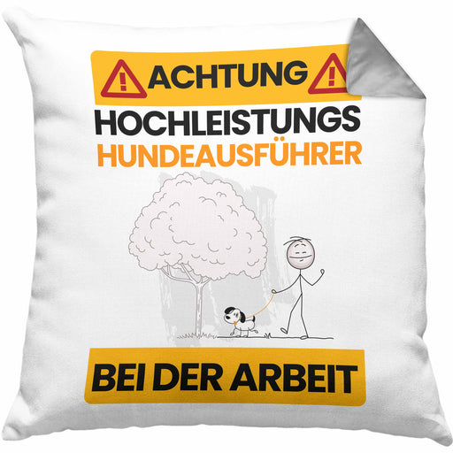 Hundeausführer Kissen mit Füllung 40x40 Geschenk Lustiger Spruch Geschenkidee für Hundeausführer Achtung Hochleistungs Hundeausführer Bei Der Arbeit (Grau) Grau Trendation