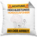 Hundeausführer Kissen mit Füllung 40x40 Geschenk Lustiger Spruch Geschenkidee für Hundeausführer Achtung Hochleistungs Hundeausführer Bei Der Arbeit (Grau) Grau Trendation