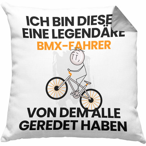 BMX-Fahrer Geschenk Kissen mit Füllung 40x40 Lustige Geschenkidee Geburtstag für BMX-Fahrer Ich Bin Dieser Legendäre BMX-Fahrer Von Dem Alle Geredet Haben (Grau) Grau Trendation