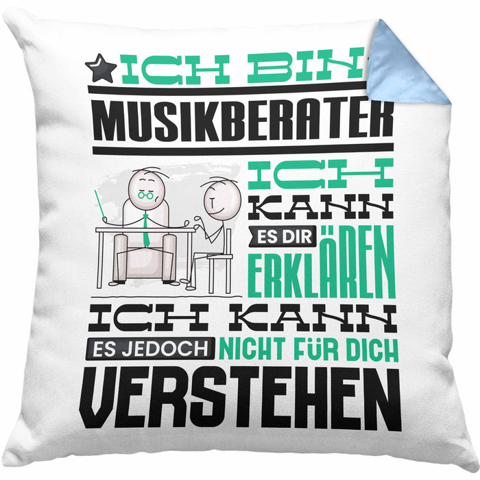 Musikberater Geschenk Kissen mit Füllung 40x40 Lustige Geschenkdiee für einen Musikberater Geburtstag Ich Bin Musikberater Ich Kann Es Dir Erklären Aber Nicht Für Dich Verstehen (Grau) Blau Trendation
