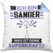 Sänger Kissen mit Füllung 40x40 Geschenk für Sänger Geburtstag Lustiger Spruch Was Ist Deine Superkraft (Grau) Blau Trendation