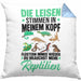 Reptilien-Besitzer Kissen mit Füllung 40x40 Geschenk Schlangen Echsen Die Leisen Stimmen In Meinem Kopf Sagen Mir (Grau) Blau Trendation