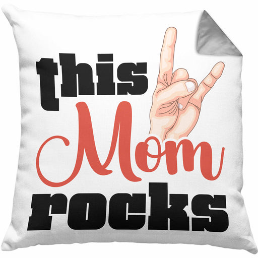 This Mom Rocks Lustige Kissen mit Füllung 40x40 Mama Rockn Roll Geschenkidee (Grau) Grau Trendation