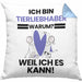 Tierwohlhaber Geschenk Kissen mit Füllung 40x40 Lustiger Spruch Ich Bin Tierwohlhaber Warum Weil Ich Es Kann Geschenkidee Bester Tierwohlhaber Geburtstag (Grau) Blau Trendation
