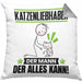 Katzenliebhaber Kissen mit Füllung 40x40 Geschenk für Katzenliebhaber Der Mann Der Alles Kann Geschenkidee zum Geburtstag (Grau) Grau Trendation