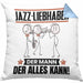 Jazz-Liebhaber Kissen mit Füllung 40x40 Geschenk für Jazz-Liebhaber Der Mann Der Alles Kann Geschenkidee zum Geburtstag (Grau) Blau Trendation