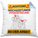 Pferdefreund Kissen mit Füllung 40x40 Geschenk Lustiger Spruch Geschenkidee für Pferdefreund Achtung Hochleistungs Pferdefreund Bei Der Arbeit (Grau) Blau Trendation
