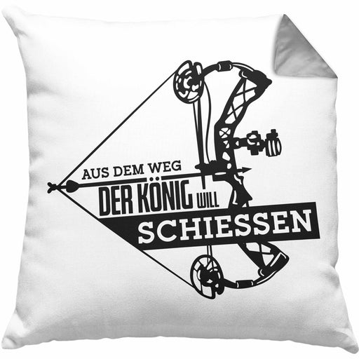 Bogenschießen Kissen mit Füllung 40x40 mit Bogenschütze Spruch - Geschenk für Pfeil und Bogen Fans Aus Dem Weg Der König Will Schießen (Grau) Grau Trendation