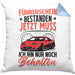 Führerschein Bestanden Kissen mit Füllung 40x40 Geschenk Bestandende Führerscheinprüfung Geschenkidee Jetzt Muss Ich Ihn Nur Noch Behalten (Grau) Blau Trendation