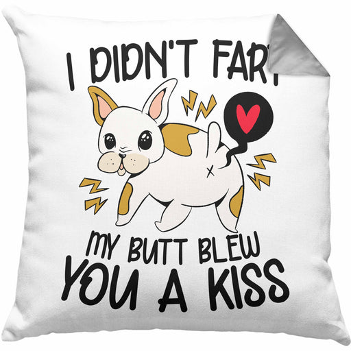 Französische Bulldogge Kissen mit Füllung 40x40 Geschenk Bulldoggen-Besitzer (Grau) Grau Trendation