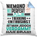 Trekking-Enthusiast Geschenk Kissen mit Füllung 40x40 Lustige Geschenkidee für Trekking-Enthusiast Geburtstag Niemand Ist Perfekt Aber Als Trekking-Enthusiast Ist Man Nah Dran (Grau) Blau Trendation