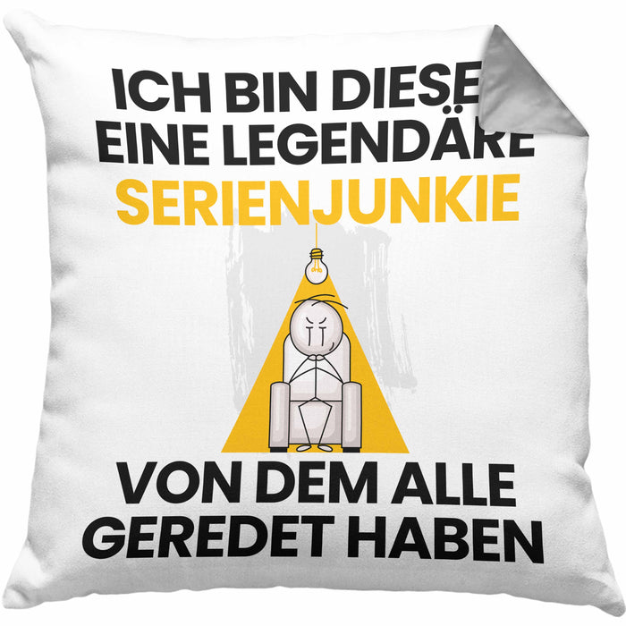 Serienjunkie Geschenk Kissen mit Füllung 40x40 Lustige Geschenkidee Geburtstag für Serienjunkie Ich Bin Dieser Legendäre Serienjunkie Von Dem Alle Geredet Haben (Grau) Grau Trendation