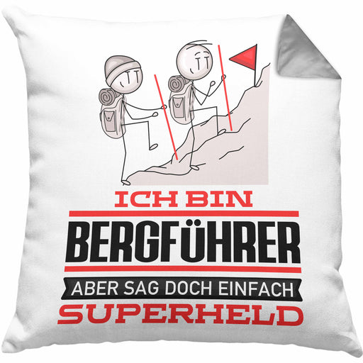 Bergführer Geschenk Kissen mit Füllung 40x40 Ich Bin Bergführer Aber Sag Doch Einfach Superheld Lustige Geschenkdiee für Bergführer (Grau) Grau Trendation