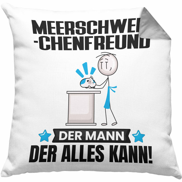 Meerschweinchenfreund Kissen mit Füllung 40x40 Geschenk für Meerschweinchenfreund Der Mann Der Alles Kann Geschenkidee zum Geburtstag (Grau) Grau Trendation