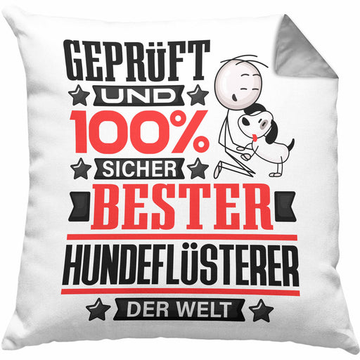 Hundeflüsterer Geschenk Lustiger Spruch für Hundeflüsterer Geschenkidee Bester Hundeflüsterer Der WeltKissen mit Füllung 40x40 (Grau) Grau Trendation