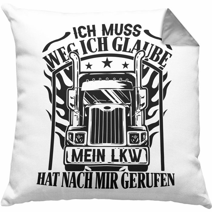 LKW-Fahrer Kissen mit Füllung 40x40 Geschenk Ich Muss Weg Ich Glaube Mein LKW Hat Nach Mir Gerufen Trucker (Grau) Grau Trendation