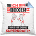 Boxer Kissen mit Füllung 40x40 Geschenk für Boxer Geburtstag Lustiger Spruch Was Ist Deine Superkraft (Grau) Blau Trendation