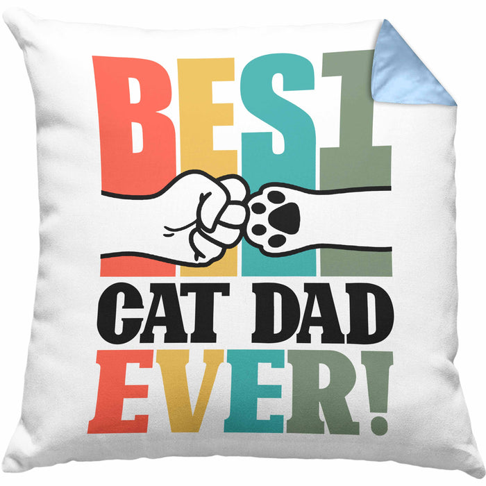 Geschenk für besten Katzenvater: "Best Cat Dad Ever" Kissen mit Füllung 40x40 Vatertag (Grau) Blau Trendation