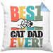 Geschenk für besten Katzenvater: "Best Cat Dad Ever" Kissen mit Füllung 40x40 Vatertag (Grau) Blau Trendation