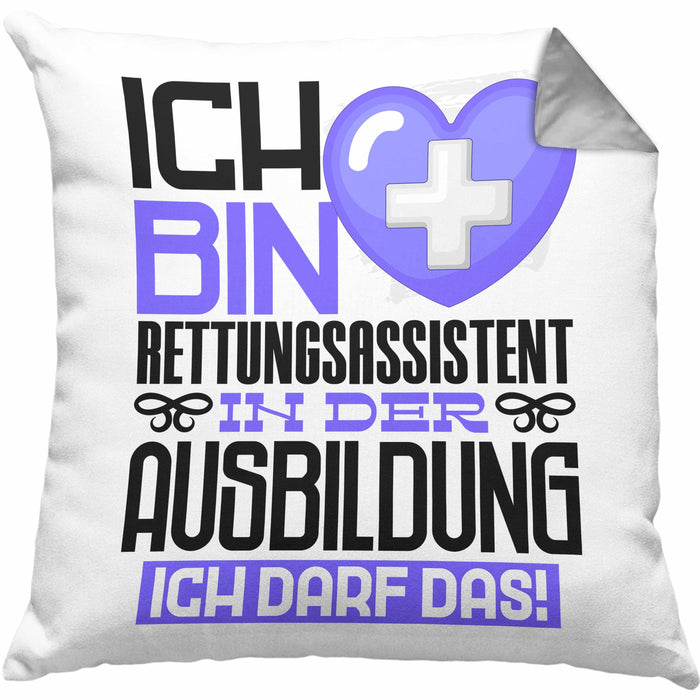Rettungsassistent Ausbildung Kissen mit Füllung 40x40 Geschenk Ich Bin Rettungsassistent In Der Ausbildung Ich Darf Das Geschenkidee Spruch (Grau) Grau Trendation