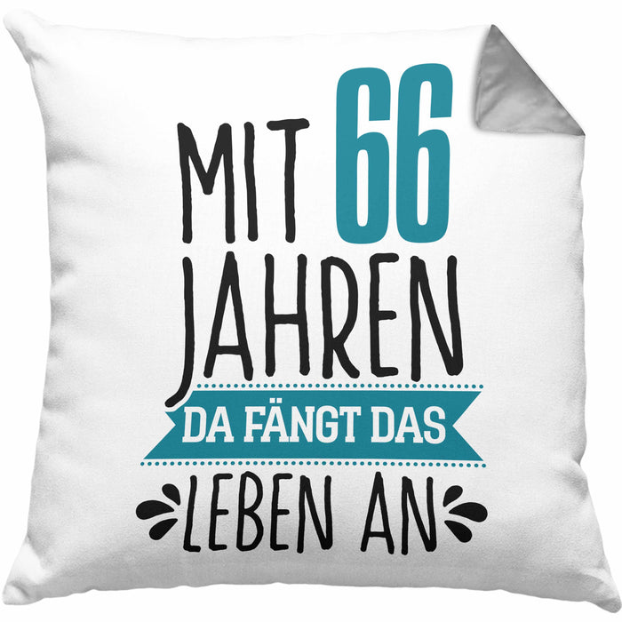 Trendation - Lustiges Geschenk 66. Geburtstag für Männer und Frauen Kissen mit Füllung 40x40 66er Geschenkiee Spruch (Grau) Grau Trendation