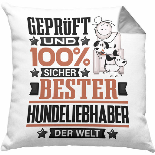 Hundeliebhaber Geschenk Lustiger Spruch für Hundeliebhaber Geschenkidee Bester Hundeliebhaber Der WeltKissen mit Füllung 40x40 (Grau) Grau Trendation