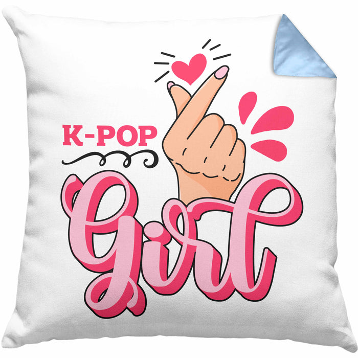 K-Pop Girl Kissen mit Füllung 40x40 Geschenkidee für K-Pop Fans Asiatische Musik (Grau) Blau Trendation