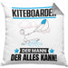 Kiteboarder Kissen mit Füllung 40x40 Geschenk für Kiteboarder Der Mann Der Alles Kann Geschenkidee zum Geburtstag (Grau) Grau Trendation