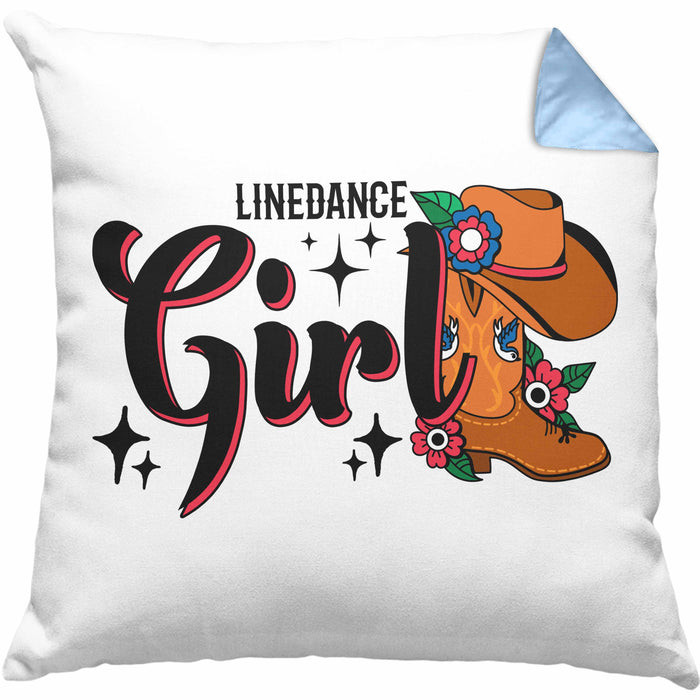 Line Dance Girl Kissen mit Füllung 40x40 Geschenk Spruch Linedance KafffeeKissen mit Füllung 40x40 Spruch (Grau) Blau Trendation