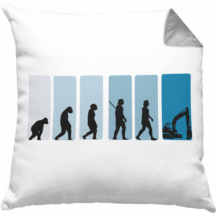 Bagger Lustige Geschenkidee für Baggerfahrer Kissen mit Füllung 40x40 Evolution-Motiv Baustelle (Grau) Grau Trendation