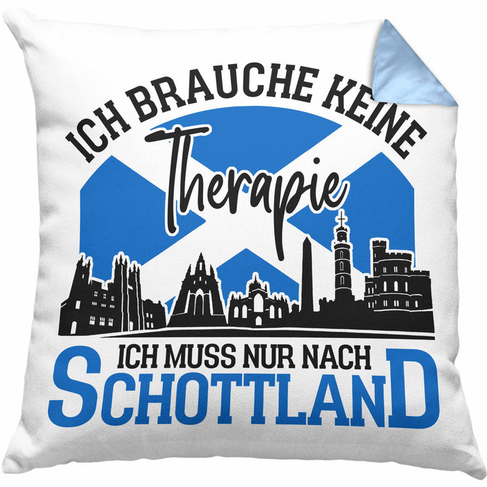 Kissen mit Füllung 40x40 Schottland Urlaub Geschenk für Schottland Fans Ich Brauche Keine Therapie (Grau) Blau Trendation