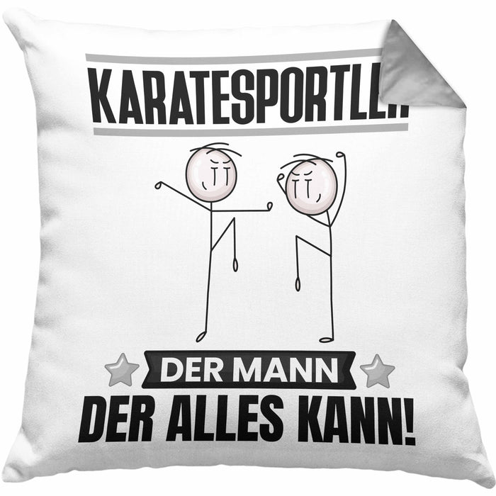 Karatesportler Kissen mit Füllung 40x40 Geschenk für Karatesportler Der Mann Der Alles Kann Geschenkidee zum Geburtstag (Grau) Grau Trendation